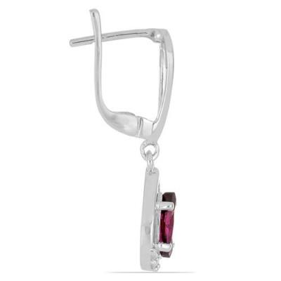 BUY NATURAL RHODOLITE GEMSTONE CLASSIC EARRINGS IN 925 SILVER